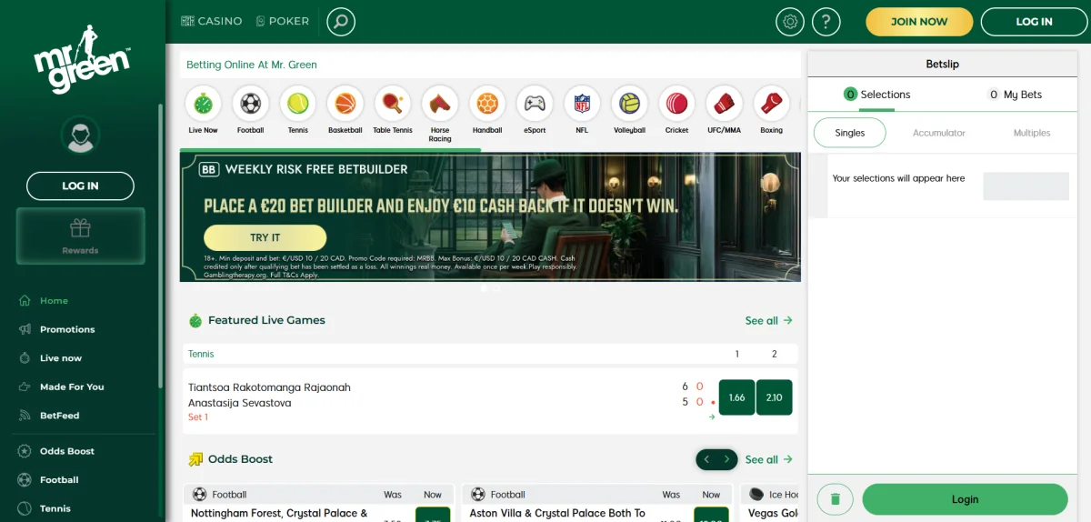 mr green casino bet